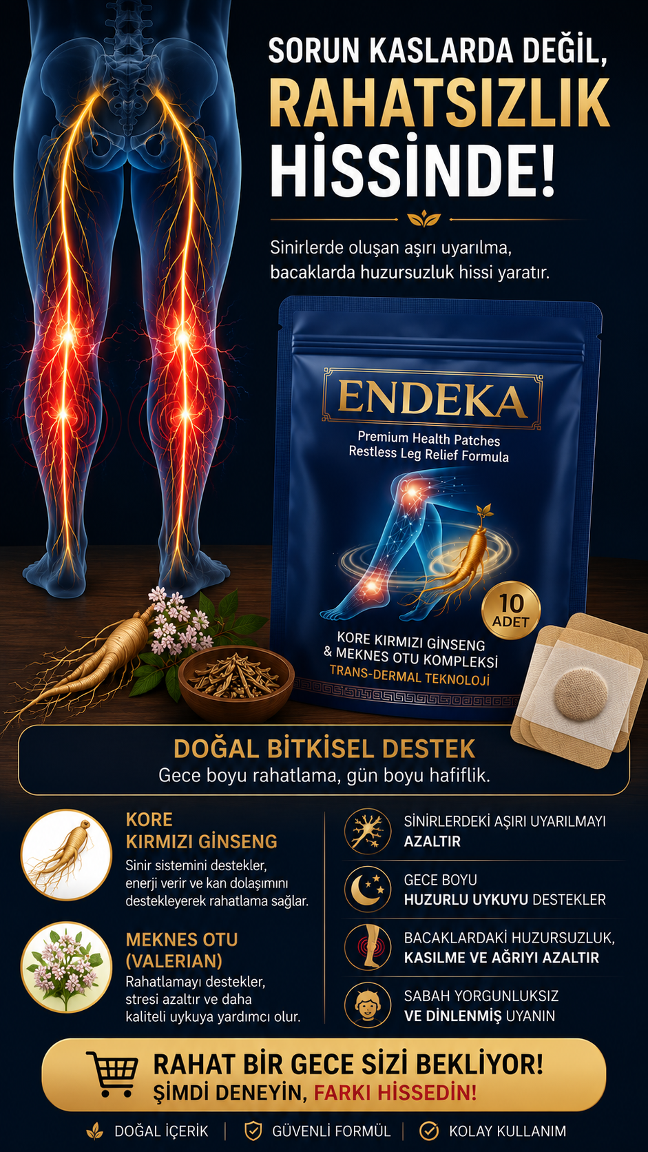 Endeka doğal bitkisel destek ve rahatsızlık hissi açıklaması